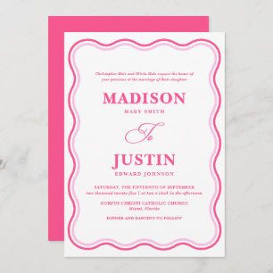 Convites Casamento Formal Rosa Onda