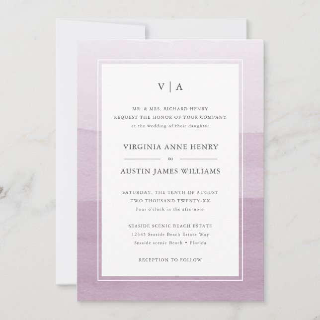 Convites Casamento Formal Roxo Moderno (Frente)