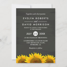 Convites Casamento Formal Rustic Sunflower Classy Chalkboar