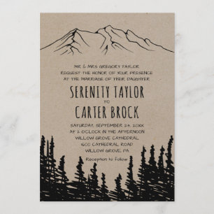 Convites Casamento Formal Rustic Woodsy Mountain