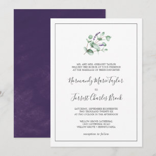 Convites Casamento Formal Rústico de Lavanda e Eucalipto