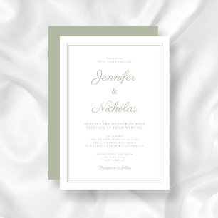 Convites Casamento Formal Sage Green Script