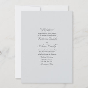 Convites Casamento Formal Simples Cinza Um Local Matte