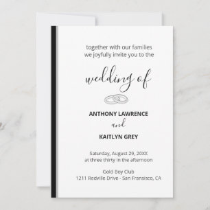 Convites Casamento Formal Simples Preto e Branco - Personal