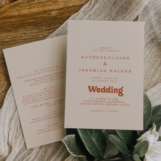 Convites Casamento Formal Simples Terracota Frente e Verso (Criador carregado)