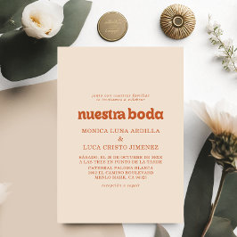 Convites Casamento Formal Simples Terracotta Nuestra Boda