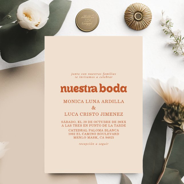 Convites Casamento Formal Simples Terracotta Nuestra Boda (Criador carregado)
