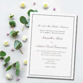 Convites Casamento Formal Tradicional Cinza Prata Elegante 