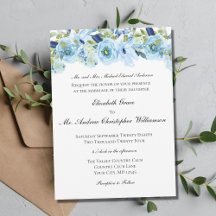 Casamento Formal Tradicional Floral Azul Elegante