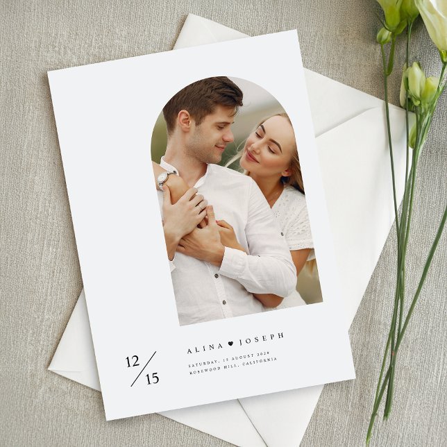 Convites Casamento Foto Arco Simples Minimalista Moderno (Criador carregado)