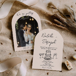 Convites Casamento Foto Arqueada Desenhada à Mão Retro