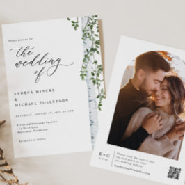 Convites Casamento Foto Boho Árvore de Bétula Elegante