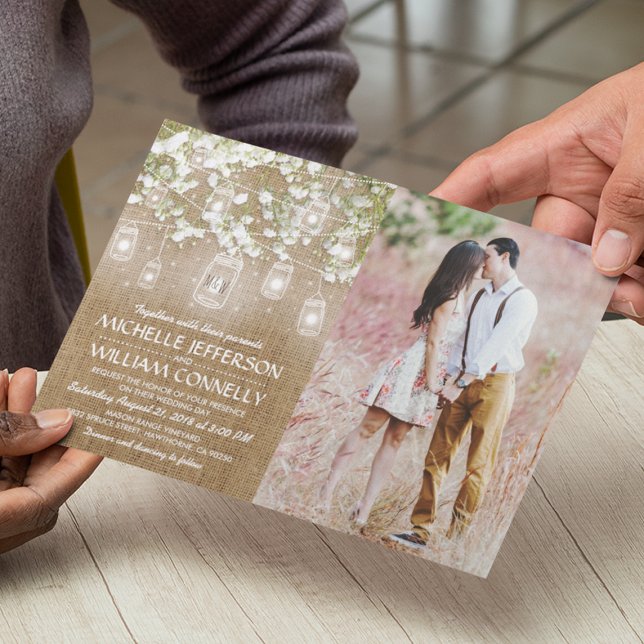 Convites Casamento Foto de Bebê Respirando Rustico em Sacar (Criador carregado)