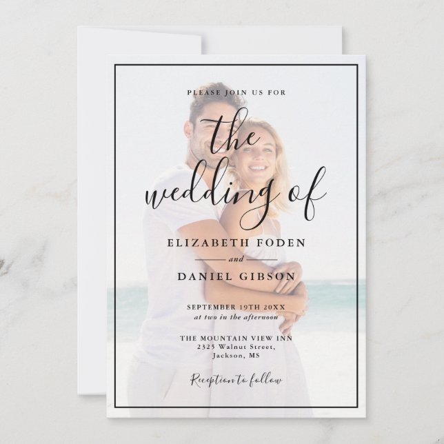 Convites Casamento Foto Elegant Script 2 (Frente)