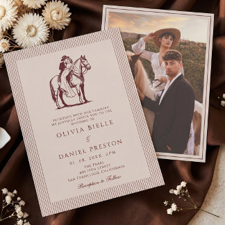 Convites Casamento Foto Equestre Western Vintage