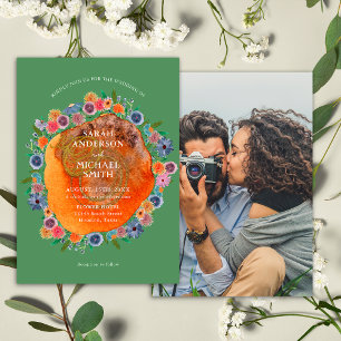 Convites Casamento Foto Floral Verde Caprichoso Flor Silves