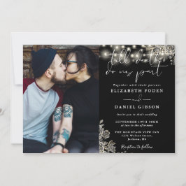 Convites Casamento Foto Luzes Florais Preto E Branco Gótico