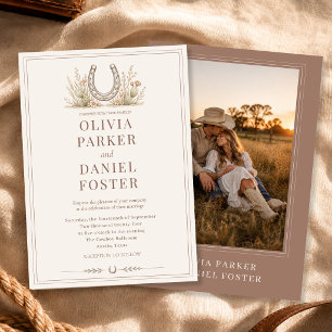 Convites Casamento Foto País Ocidental Cactus Ferradura