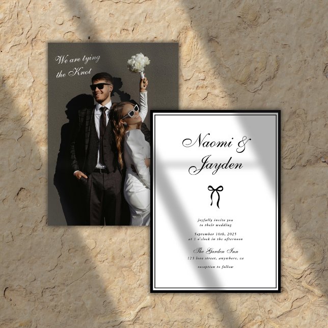 Convites Casamento Foto Preto e Branco Clássico Vintage (Criador carregado)
