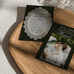 Convites Casamento Foto Preto e Branco de Renda Antiga Fort