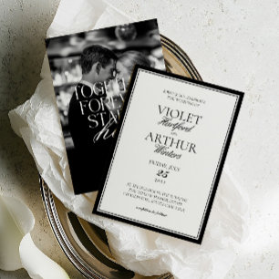 Convites Casamento Foto Preto e Branco Minimalista Moderno