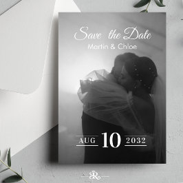 Convites Casamento Foto Preto e Branco Romântico Moderno