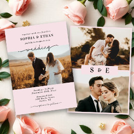 Convites Casamento Foto Rosa Romântico