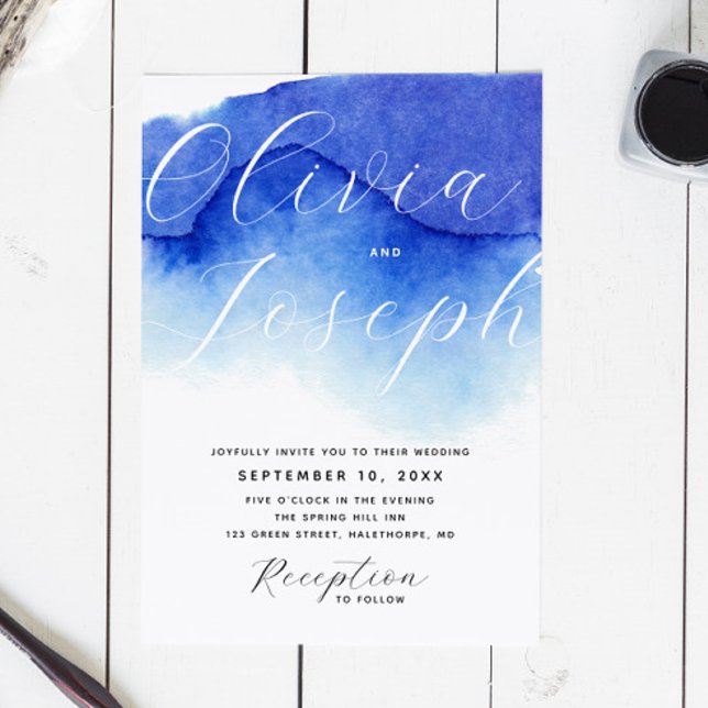 Convites Casamento foto roteiro azul náutico + detalhes QR (Criador carregado)