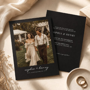Convites Casamento Foto Script Clássico Moderno Vintage