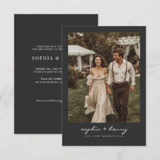 Convites Casamento Foto Script Clássico Moderno Vintage