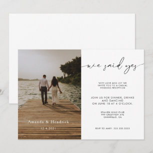 Convites Casamento Foto Script Moderno Apenas Recepção 