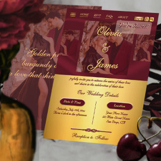 Convites Casamento Foto Sobreposição Dourada Metálica Borgo
