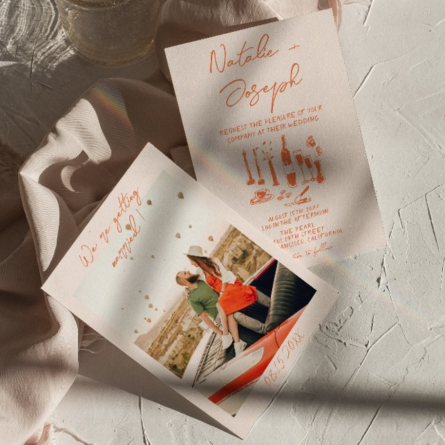 Convites Casamento Fotográfico Colorido e Brilhante Desenha (Criador carregado)