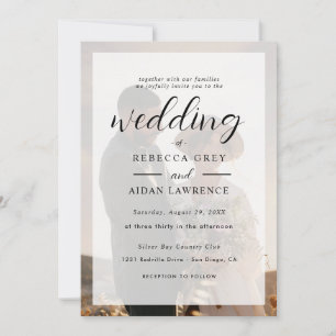 Convites Casamento Fotográfico com Borda de Ouro Branco e P