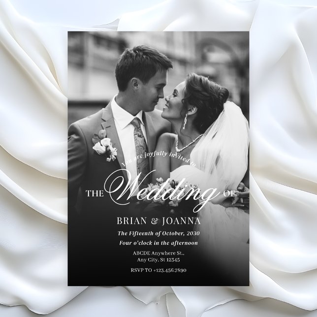 Convites Casamento fotográfico com letra moderna minimalist (Criador carregado)