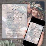 Convites Casamento Fotográfico com Recepção 2 Aniversário Q<br><div class="desc">Se circunstâncias inesperadas causaram um adiamento da sua recepção de casamento, o primeiro aniversário é uma oportunidade perfeita para comemorar um ano depois. Convide a família e os amigos para uma festa de aniversário de 1rua simplesmente elegante com este convite de camada de texto de 2 fotos na moda moderno....</div>