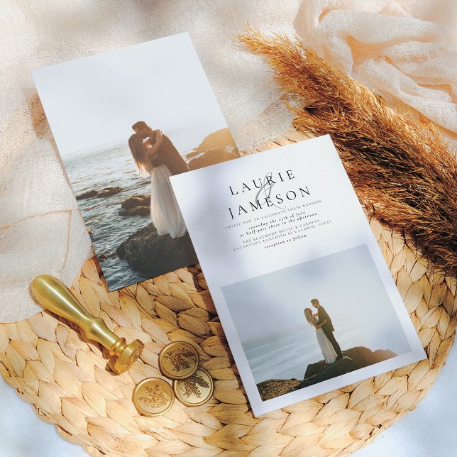 Convites Casamento Fotográfico de 2 Chic Minimalista Elegan (Criador carregado)