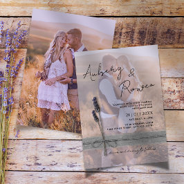 Convites Casamento Fotográfico de Boho Lavanda Rustic Twine