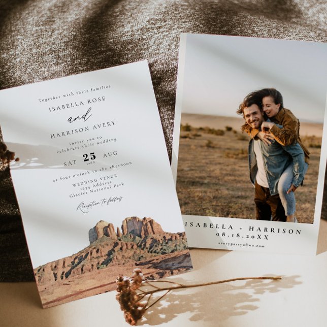 Convites Casamento Fotográfico de Boho no Deserto de SEDONA (Criador carregado)