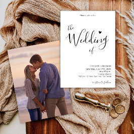 Convites Casamento Fotográfico de Caligrafia Elegante Moder