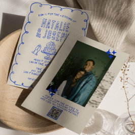 Convites Casamento Fotográfico de Código QR Quirky Desenhad
