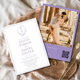 Convites Casamento Fotográfico de Crest do Código QR Modern