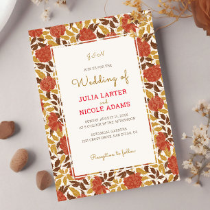 Convites Casamento Fotográfico de Flor de Peony Laranja Dus