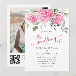 Convites Casamento Fotográfico de Hydrangea Pink de Waterco