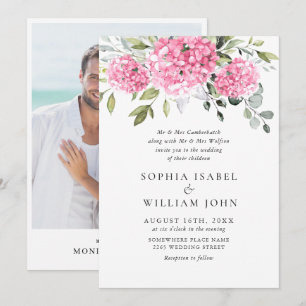 Convites Casamento Fotográfico de Hydrangea Pink de Waterco