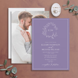 Convites Casamento Fotográfico de Leafy Crest Monograma de