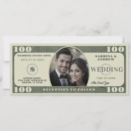 Convites Casamento Fotográfico de Lei de 100 Dólares