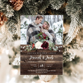 Convites Casamento Fotográfico de Luzes de Madeira de Natal
