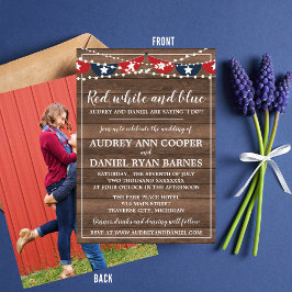 Convites Casamento Fotográfico de Luzes Patriótica Quarta d