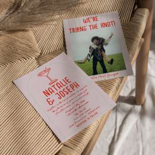 Convites Casamento Fotográfico de Martini Desenhado Colorid